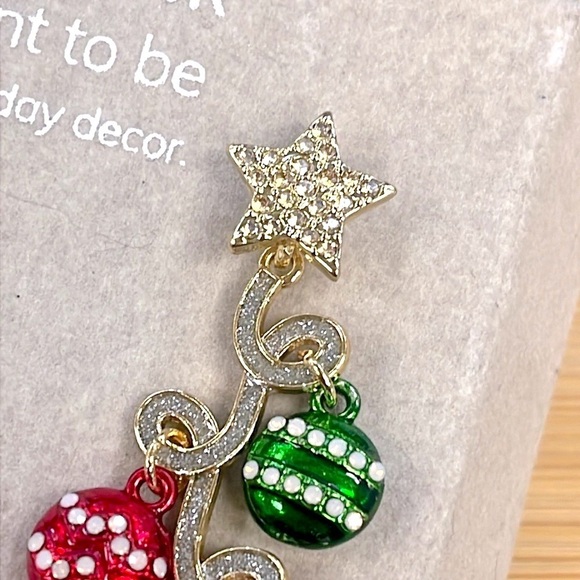 Brand New BaubleBar Christmas Ornaments Tree Stars Red Green Drop Earrings - Picture 10 of 13